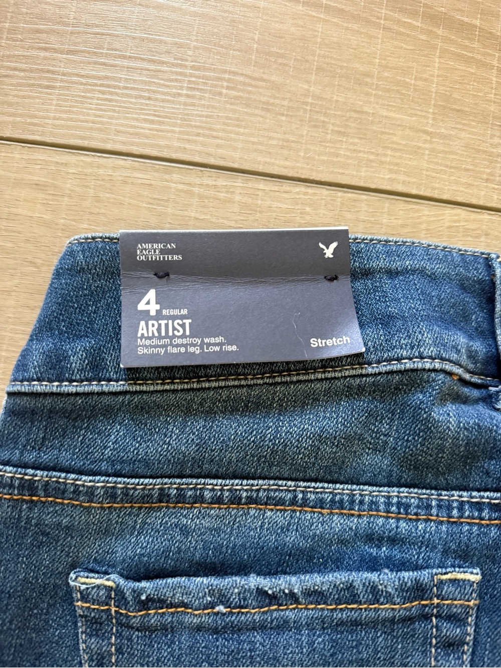 American Eagle Outfitters Distressed Blue Flare Jeans - Picture 4 of 5